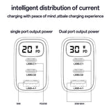 Incarcator Yesido (YC69), with Digital Display, Fast Charge, for Phone, Tablet, Laptop, USB, 2x Type-C, 30W, Negru