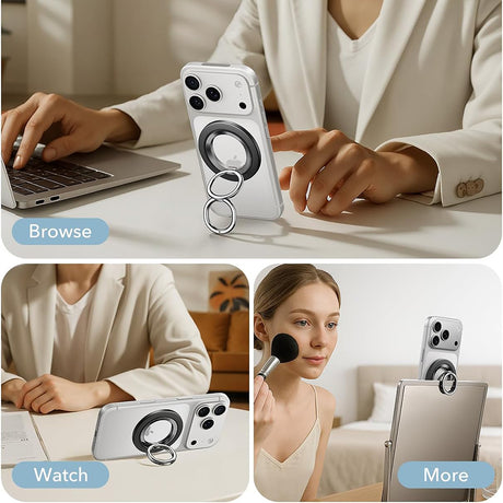 Suport ESR Phone Grip Stand (2K6180161), Magnetic, 360°, 5.2mm Ultra-thin, with HaloLock Universal Ring, Negru