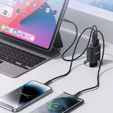 Incarcator Yesido (YC69), with Digital Display, Fast Charge, for Phone, Tablet, Laptop, USB, 2x Type-C, 30W, Negru