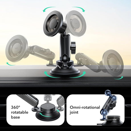 Suport ESR OmniLock (2B5240162), for Dashboard, 360°, Magnetic, Flexible Ball-joint Arm, Aluminum, Negru /Carbon Fiber