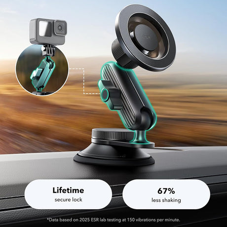 Suport ESR OmniLock (2B5240162), for Dashboard, 360°, Magnetic, Flexible Ball-joint Arm, Aluminum, Negru /Carbon Fiber