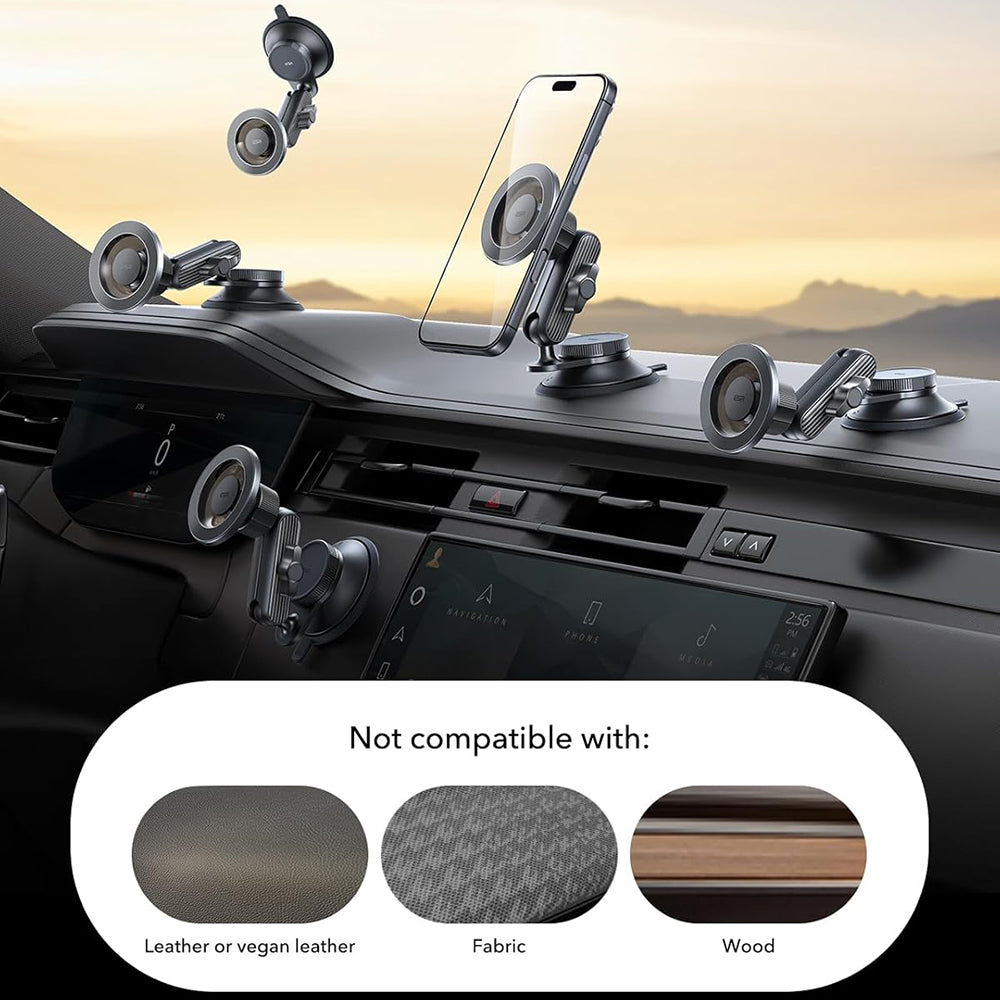 Suport ESR OmniLock (2B5240162), for Dashboard, 360°, Magnetic, Flexible Ball-joint Arm, Aluminum, Negru /Carbon Fiber