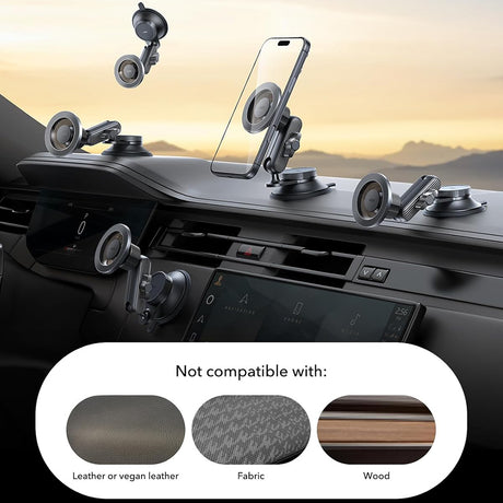 Suport ESR OmniLock (2B5240162), for Dashboard, 360°, Magnetic, Flexible Ball-joint Arm, Aluminum, Negru /Carbon Fiber