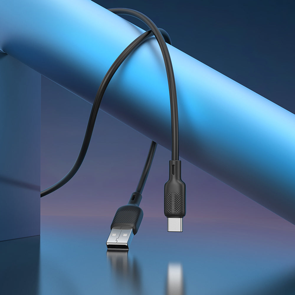 Cablu Borofone Lenny Series (BX113), USB to Type-C, Silicone, 3A, 2m, Negru