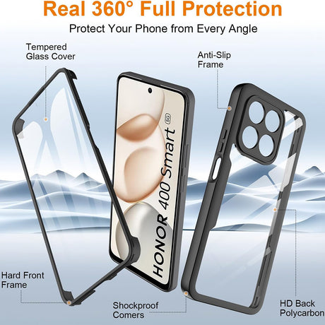 Folie de protectie Techsuit ColorVerse 360 Series + compatibil cu Honor 400 Smart 5G / 400 Smart 4G / X7d 4G, Negru