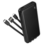 Baterie externa Borofone Clever Series (BJ79), with Built-in 3x Cable, USB, USB-C, Lightning, Indicator, 2A, 10000mAh, Negru