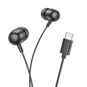 Casti Borofone Wired Earphones Delicious (BM77), Type-C, with Microphone, Stereo Bass, Hi-Fi Audio, Universal, 1.2m, Negru