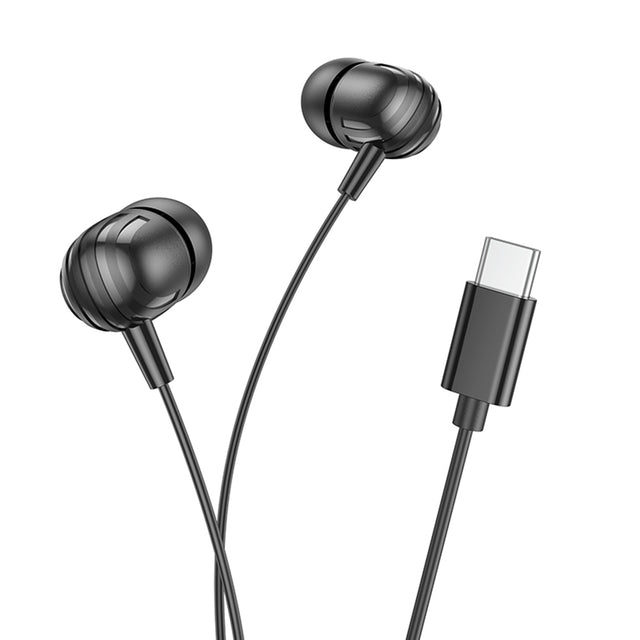 Casti Borofone Wired Earphones Delicious (BM77), Type-C, with Microphone, Stereo Bass, Hi-Fi Audio, Universal, 1.2m, Negru