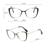 Techsuit Anti-Blue Light Glasses Reflex PC (8808), for Women, Oversized, Metal Frame, AC Lens, Negru