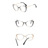 Techsuit Anti-Blue Light Glasses Reflex PC (8808), for Women, Oversized, Metal Frame, AC Lens, Negru