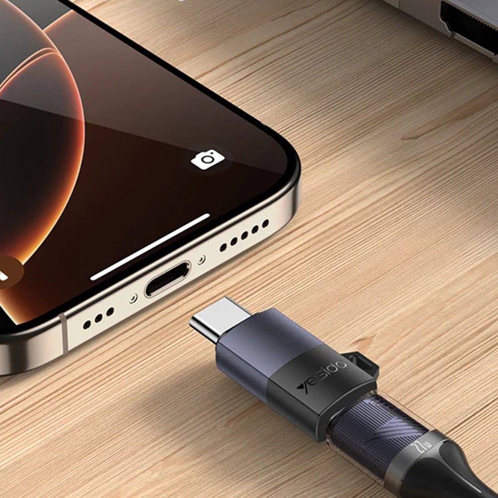 Adaptor Yesido OTG Adapter (GS28), Lightning to Type-C, 60W, Fast Charging, 480Mpb/s, Aluminum Alloy, Plug&Play, Gri