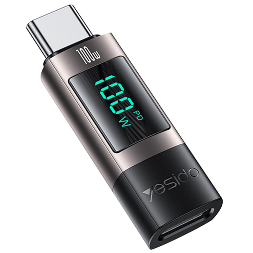 Adaptor Yesido OTG Adapter (GS24), Type-C to Type-C, Power Real-time Display, 100W, 5A, Plug&Play, Gri
