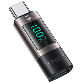 Adaptor Yesido OTG Adapter (GS24), Type-C to Type-C, Power Real-time Display, 100W, 5A, Plug&Play, Gri