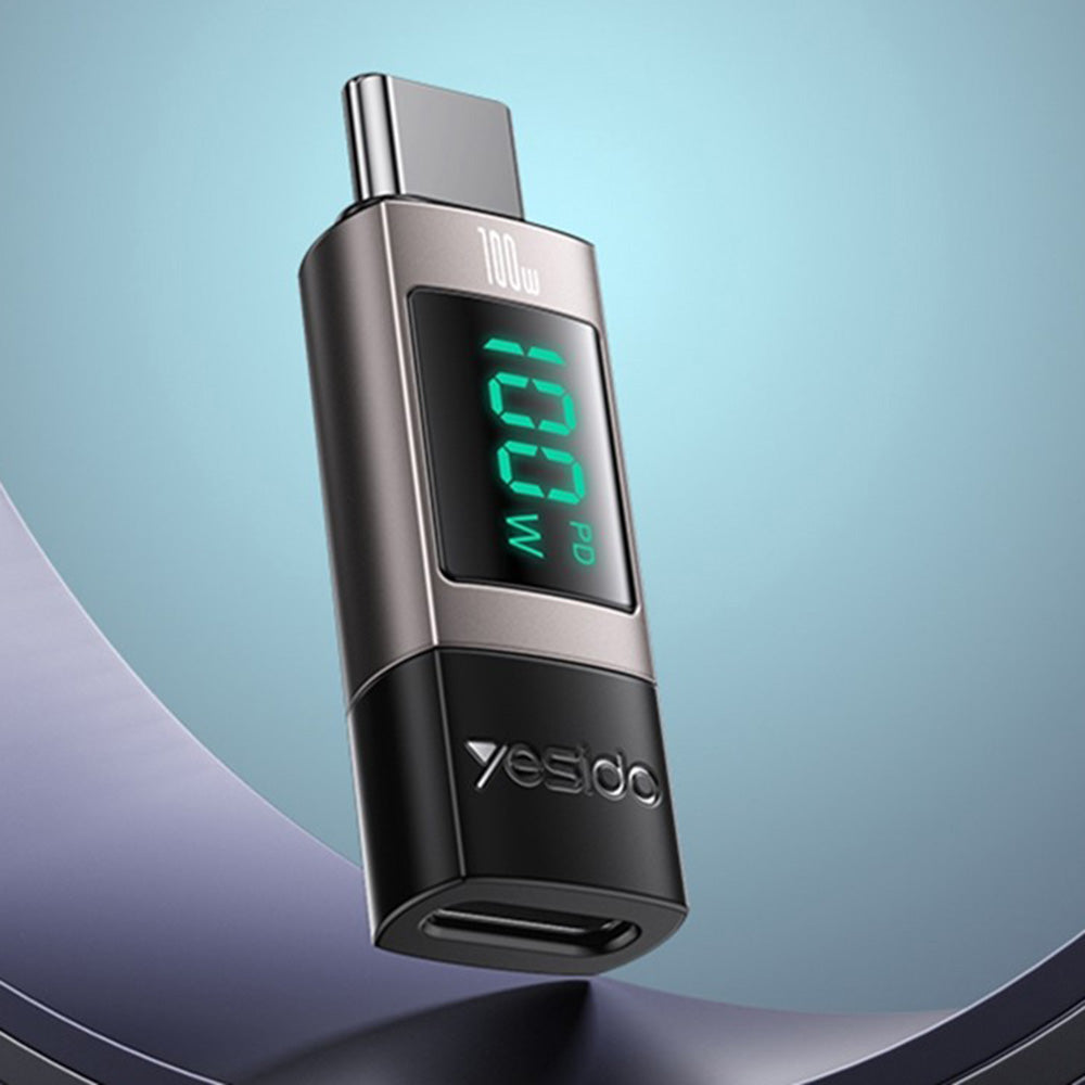 Adaptor Yesido OTG Adapter (GS24), Type-C to Type-C, Power Real-time Display, 100W, 5A, Plug&Play, Gri