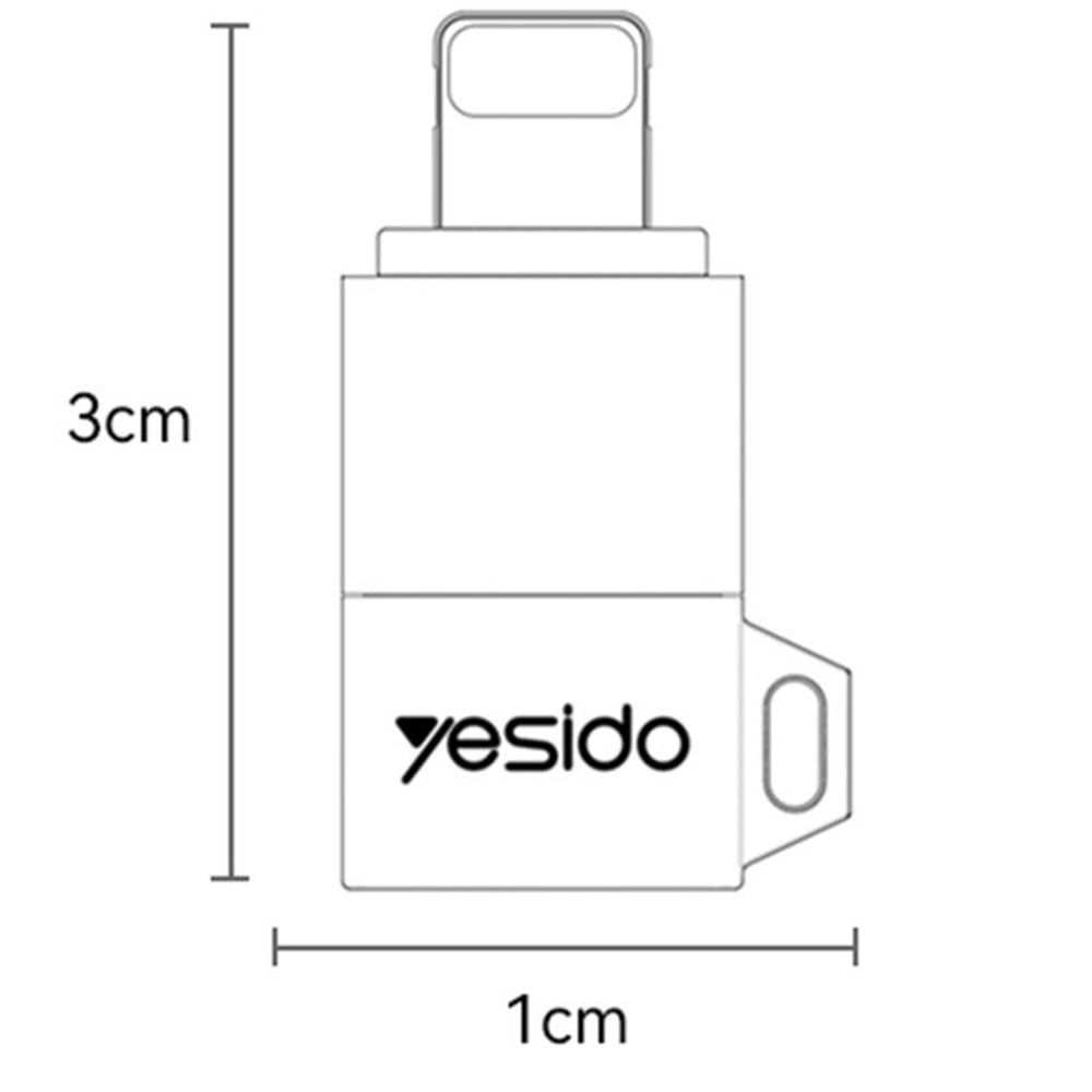 Adaptor Yesido OTG Adapter (GS27), Type-C to Lightning, 480Mpb/s, Aluminum Alloy, 27W, Gri