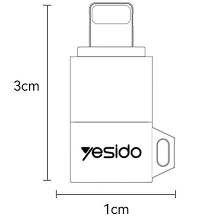 Adaptor Yesido OTG Adapter (GS27), Type-C to Lightning, 480Mpb/s, Aluminum Alloy, 27W, Gri
