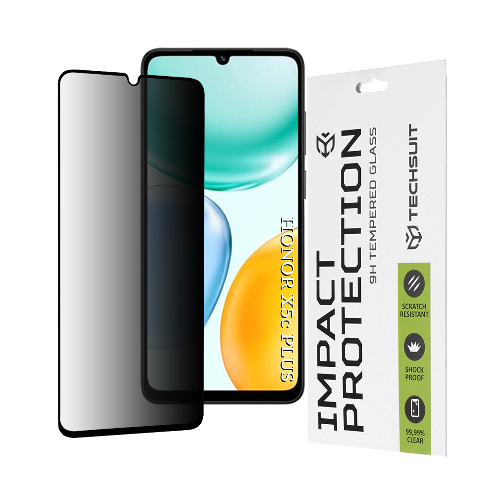 Folie de protectie Techsuit 111D Privacy Full Glue compatibil cu Honor X5c Plus, Negru