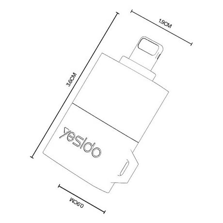 Adaptor Yesido Adapter (GS38), Lightning to TF Card, for iPhone, iPad, 480Mbps, 4K, LED indicator, Gri