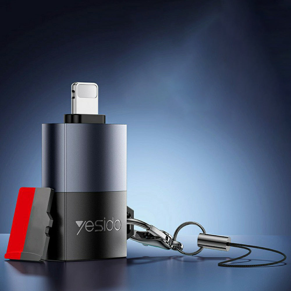 Adaptor Yesido Adapter (GS38), Lightning to TF Card, for iPhone, iPad, 480Mbps, 4K, LED indicator, Gri