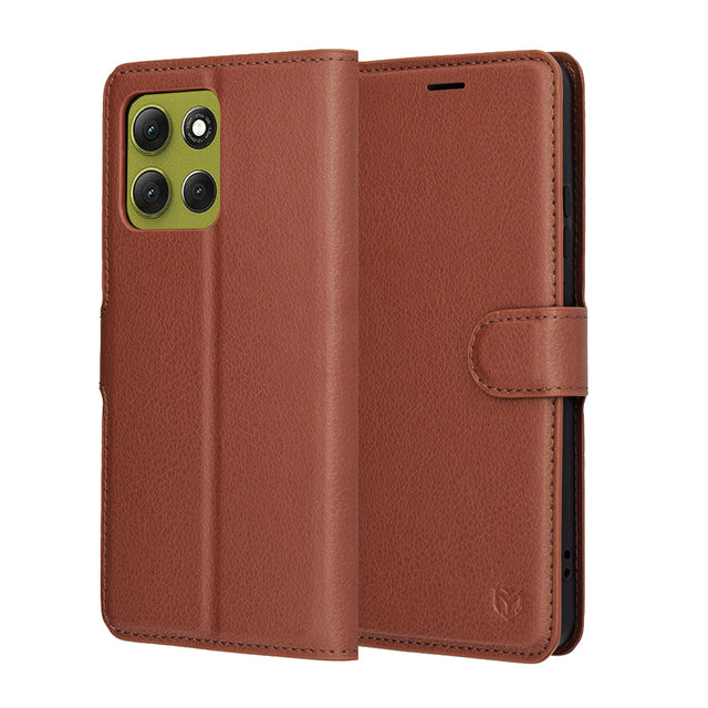 Husa de protectie Techsuit Leather Folio compatibil cu Motorola Moto G86, Maro