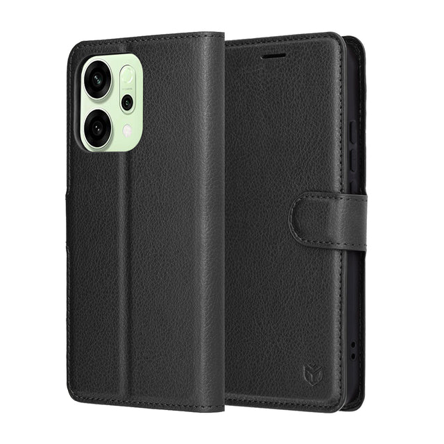 Husa de protectie Techsuit Leather Folio compatibil cu Oppo Reno14, Negru