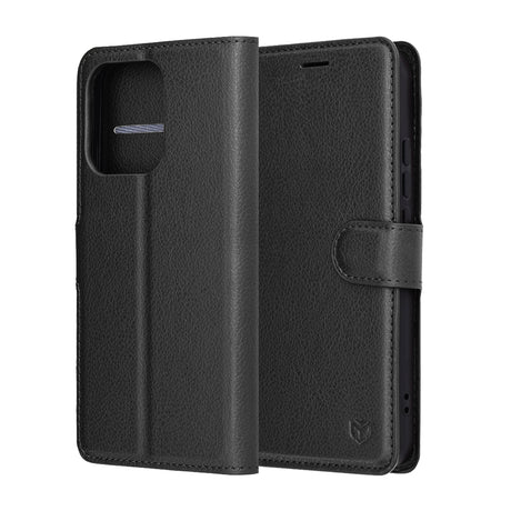 Husa de protectie Techsuit Leather Folio compatibil cu Oppo Reno14, Negru