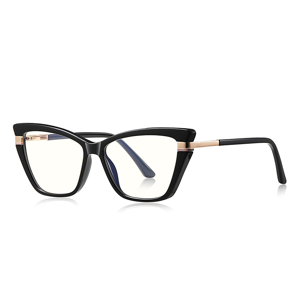 Techsuit Anti-Blue Light Glasses Reflex PC (2271), for Women, Rectangle, TR90&Metal Frame, AC Lens, Negru