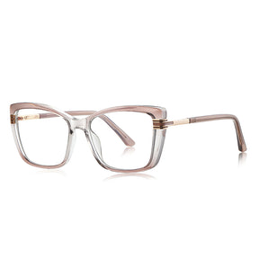 Techsuit Anti-Blue Light Glasses Reflex PC (2273), for Women, Oversized, TR90&Metal Frame, AC Lens, Transparent /Brown