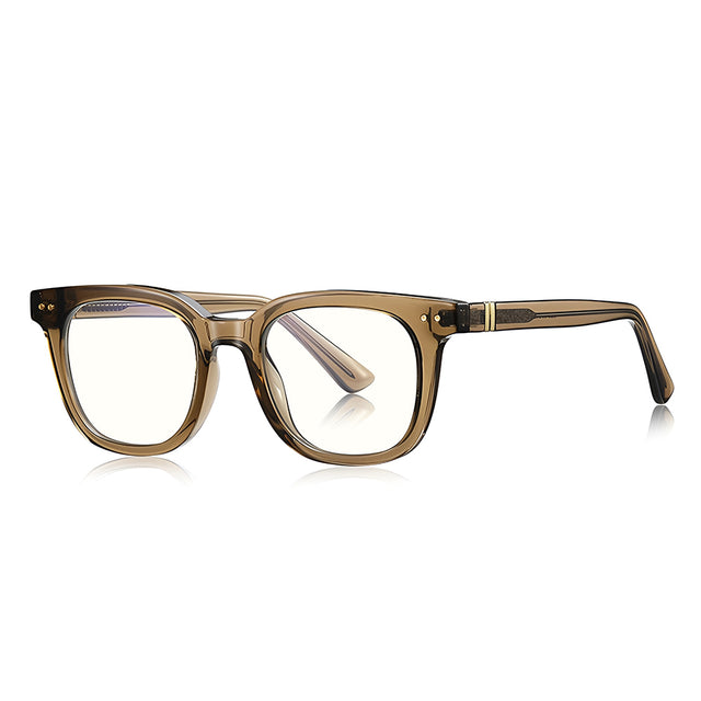 Techsuit Anti-Blue Light Glasses Reflex PC (2229), for Men, Round, TR90&Metal Frame, AC Lens, Transparent /Brown