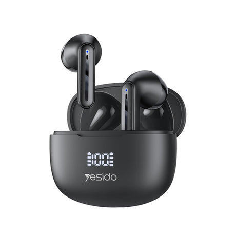 Casti Yesido (TWS19), with ENC, Touch Control, Bluetooth V5.3, LED Display, Half-In-ear Design, 470mAh, Negru