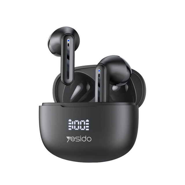 Casti Yesido (TWS19), with ENC, Touch Control, Bluetooth V5.3, LED Display, Half-In-ear Design, 470mAh, Negru