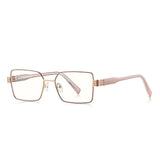 Techsuit Anti-Blue Light Glasses Reflex PC (3160), for Women, Rectangle, Metal Frame, AC Lens, Roz Auriu