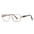 Techsuit Anti-Blue Light Glasses Reflex PC (3169), for Women, Hexagonal, Metal Frame, AC Lens, Maro /Leopard