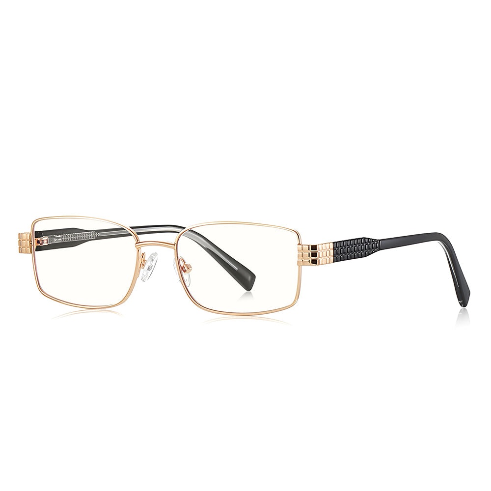 Techsuit Anti-Blue Light Glasses Reflex PC (3163), for Women, Rectangle, Metal Frame, AC Lens, Auriu /Black