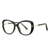 Techsuit Anti-Blue Light Glasses Reflex PC (2265), for Women, Butterfly, TR90&Metal Frame, AC Lens, Negru /Gold