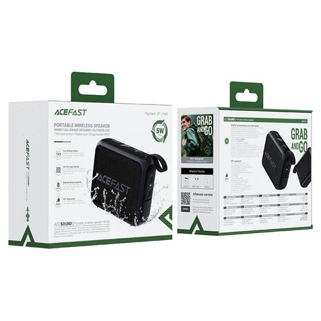 Casti Acefast Wireless Speaker Go (K4), Bluetooth 5.4, Portable, 5W Full-range Speaker, Waterproof IPX7, Type-C, 900mAh, Negru
