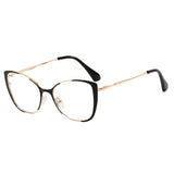 Techsuit Anti-Blue Light Glasses Reflex PC (8808), for Women, Oversized, Metal Frame, AC Lens, Negru