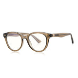 Techsuit Anti-Blue Light Glasses Reflex PC (2231), for Men, Round, TR90&Metal Frame, AC Lens, Transparent /Brown