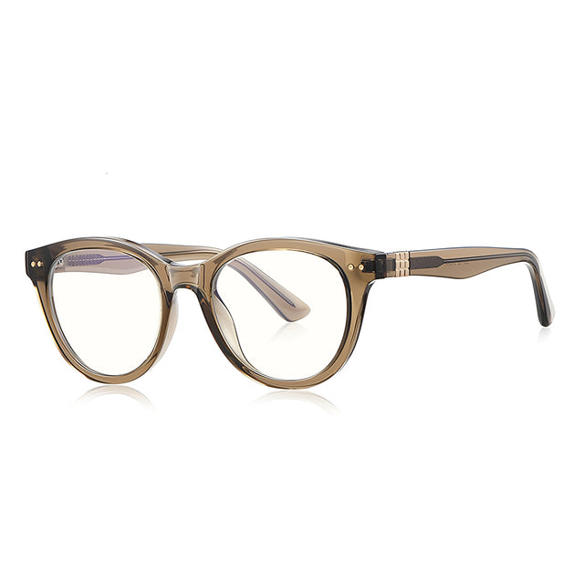 Techsuit Anti-Blue Light Glasses Reflex PC (2231), for Men, Round, TR90&Metal Frame, AC Lens, Transparent /Brown