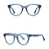 Techsuit Anti-Blue Light Glasses Reflex PC (2231), Round, TR90&Metal Frame, AC Lens, Transparent /Blue