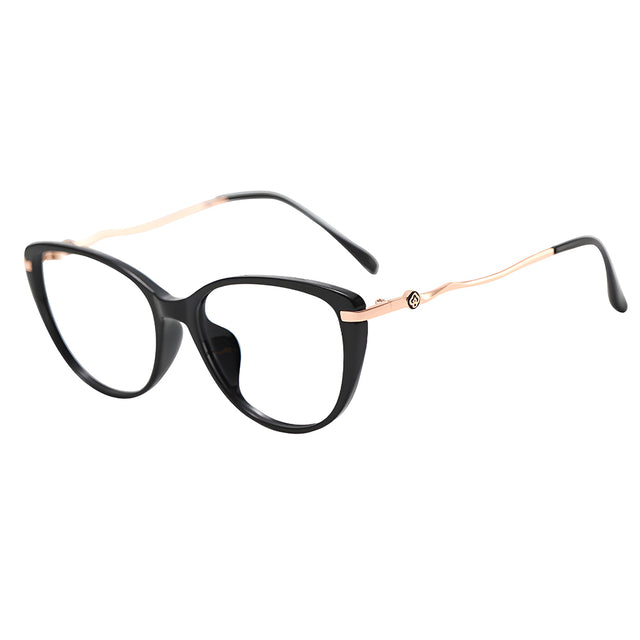 Techsuit Anti-Blue Light Glasses Reflex PC (86162), for Women, Round, TR90&Metal Frame, AC Lens, Auriu /Black