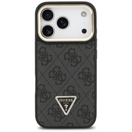 Husa de protectie Guess Hardcase 4G Triangle Logo MagSafe with Stand Camera (GUHMP17LPCS4GPTK) compatibil cu iPhone 17 Pro, Negru