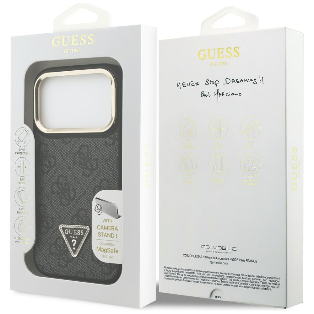 Husa de protectie Guess Hardcase 4G Triangle Logo MagSafe with Stand Camera (GUHMP17LPCS4GPTK) compatibil cu iPhone 17 Pro, Negru