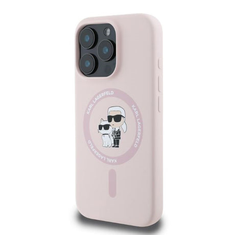 Husa de protectie Karl Lagerfeld Silicone KC Body Ring MagSafe (KLHMP16XSCMKCRHP) compatibil cu iPhone 16 Pro Max, Roz