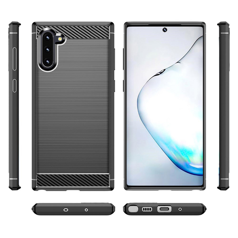 Husa de protectie Techsuit Carbon Silicone compatibil cu Samsung Galaxy Note 10 / Note 10 5G, Negru