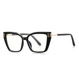 Techsuit Anti-Blue Light Glasses Reflex PC (2260), for Women, Oversize, TR90&Metal Frame, AC Lens, Negru /Gold
