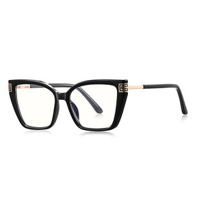 Techsuit Anti-Blue Light Glasses Reflex PC (2260), for Women, Oversize, TR90&Metal Frame, AC Lens, Negru /Gold