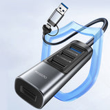 Hub/Dock Yesido Docking Station 5in1 (HB20), USB, Type-C to 4x USB, USB-C, PD100W, Fast Charge, Plug & Play, 5Gbps, Gri