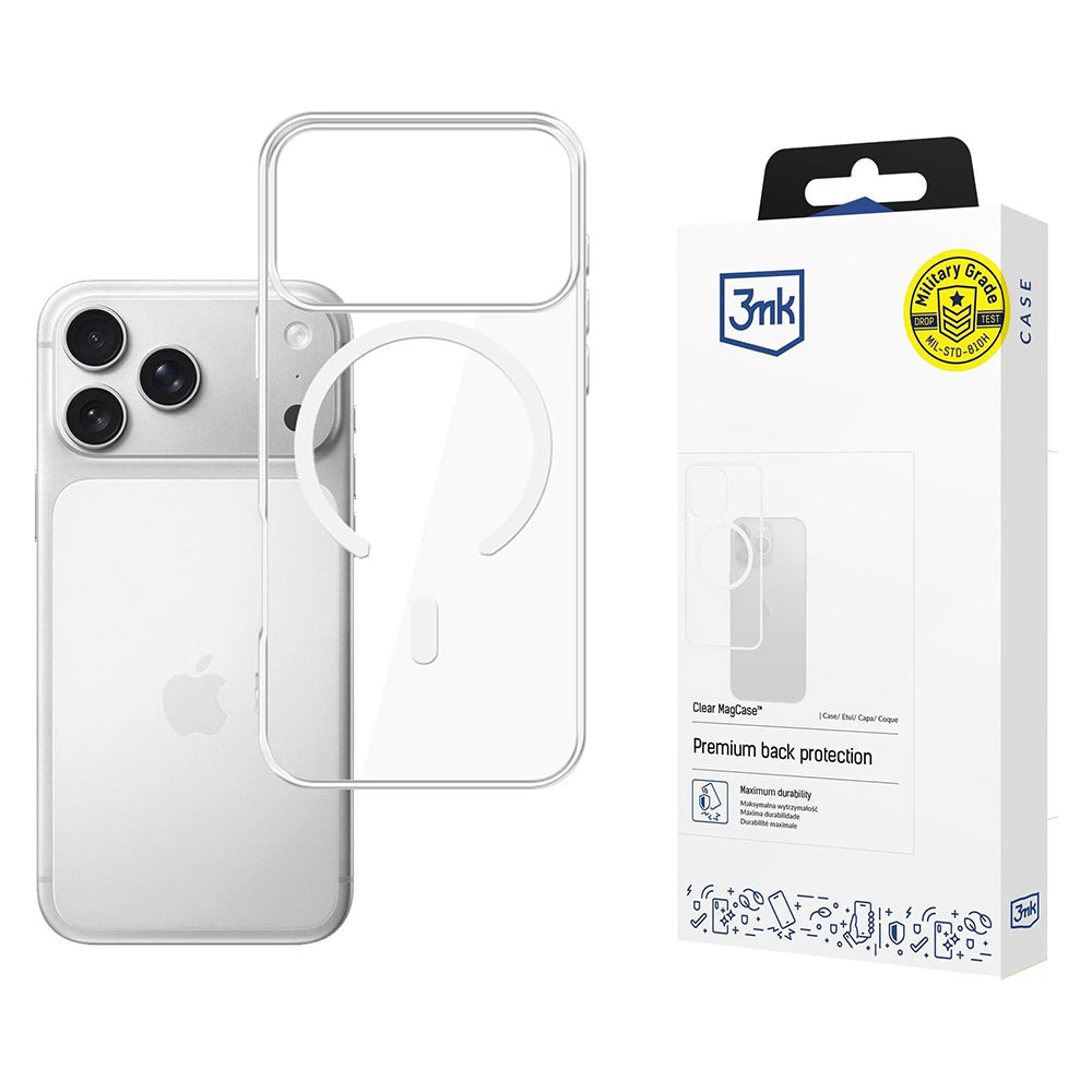 Husa de protectie 3mk Clear MagCase compatibil cu iPhone 17 Pro Max, Transparent