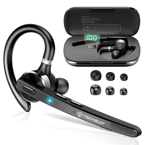Casti Techsuit Premium Bluetooth Headset TalkZen (G9), HandsFree, BT5.1, Dual Noise Cancelling Microphone, 500mAh, 72hrs, Negru